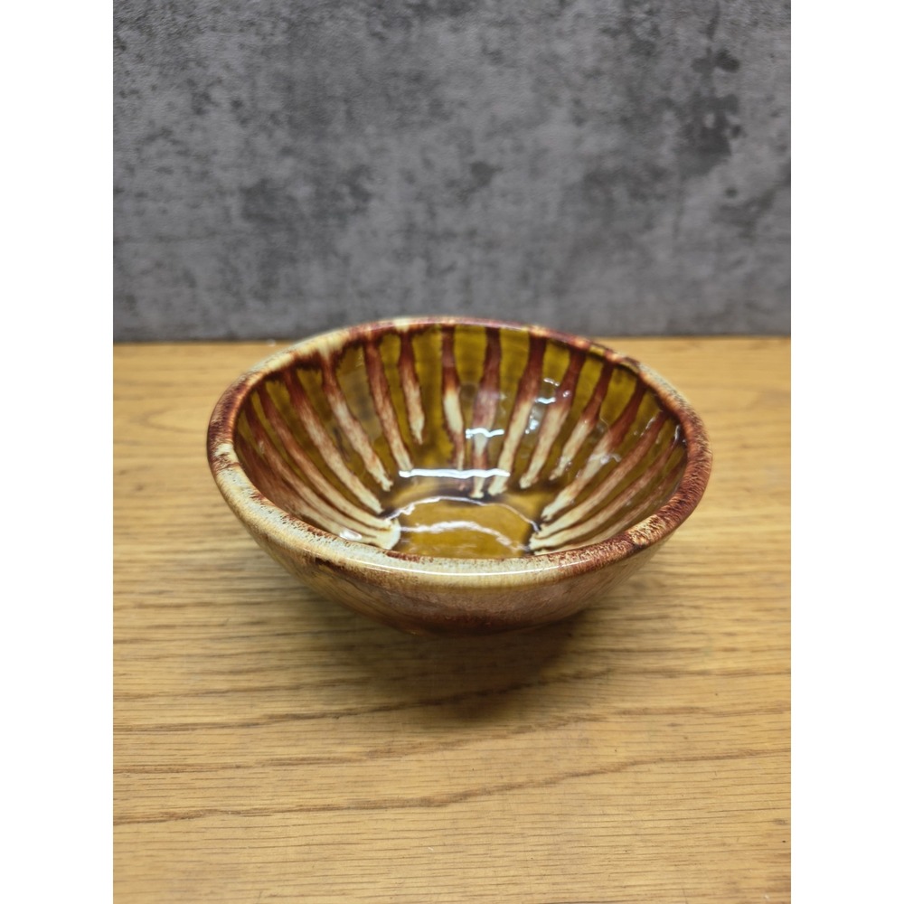 Dryden Ovenware BROWN & Red Glazed Oven Ware Bowl Ozark Frontier Drip Painted